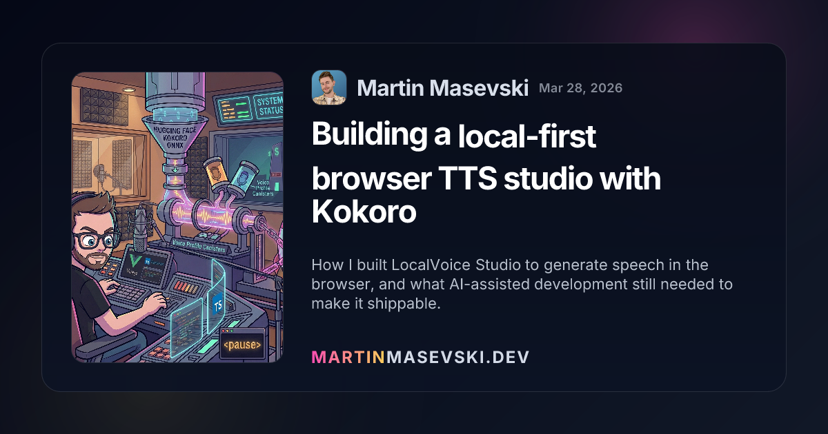 Tts Building Building a local-first browser TTS studio with Kokoro | Martin Masevski